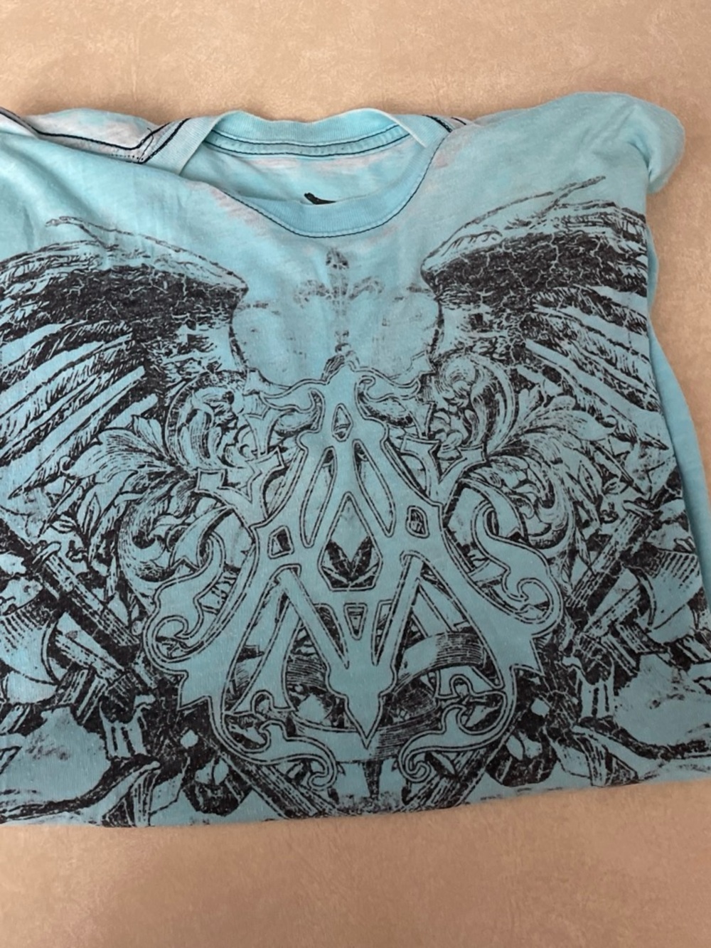 Affliction Light Blue Graphic Short Sleeve Tee